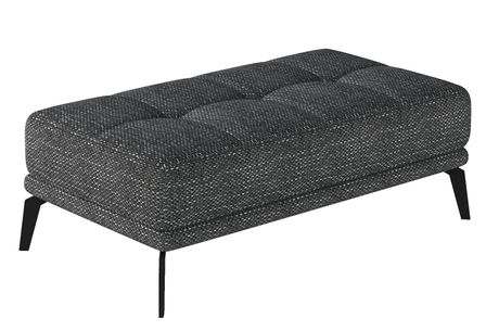 Pouf moderne tissu capitonné et pieds métal noir TORPILLE