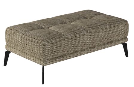 Pouf moderne tissu capitonné et pieds métal noir TORPILLE