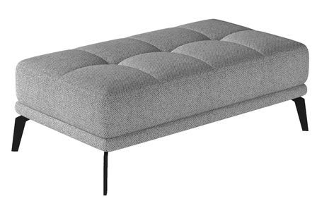 Pouf moderne tissu capitonné et pieds métal noir TORPILLE