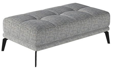 Pouf moderne tissu capitonné et pieds métal noir TORPILLE