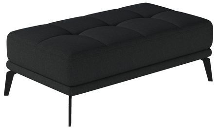 Pouf moderne tissu capitonné et pieds métal noir TORPILLE