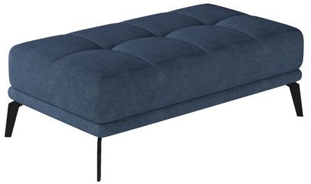 Pouf moderne tissu capitonné et pieds métal noir TORPILLE