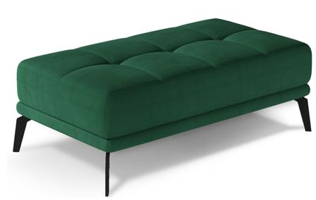 Pouf moderne velours capitonné et pieds métal noir TORPILLE