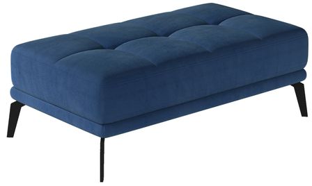Pouf moderne velours capitonné et pieds métal noir TORPILLE