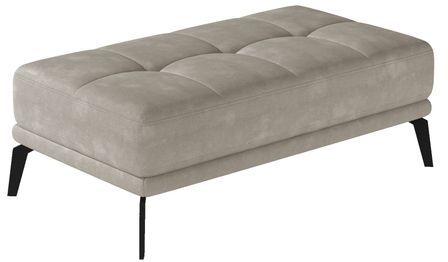 Pouf moderne velours capitonné et pieds métal noir TORPILLE