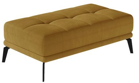 Pouf moderne velours capitonné et pieds métal noir TORPILLE