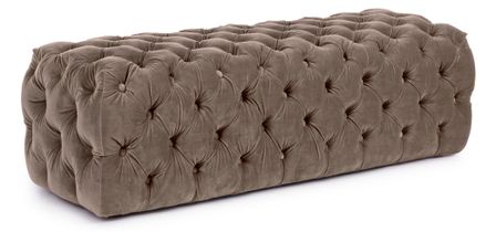 Pouf rectangulaire en velours taupe Vania L 123 cm