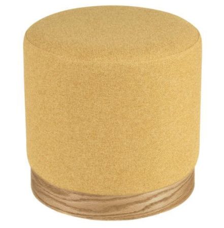 Pouf rond en tissu avec piètement en bois Kany