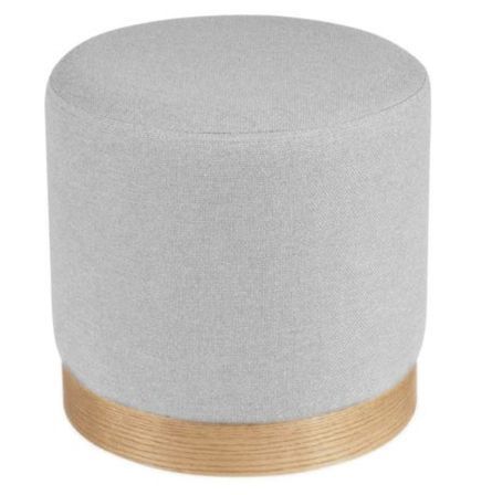 Pouf rond en tissu avec piètement en bois Kany