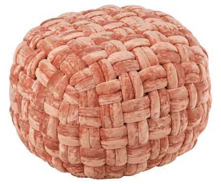 Pouf rond en viscose rose style crochet Nanou L 49 cm