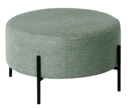 Pouf rond moderne en tissu avec pieds en métal noir Kamila