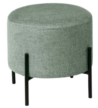 Pouf rond moderne en tissu avec pieds en métal noir Kamila