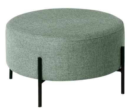 Pouf rond moderne en tissu avec pieds en métal noir Kamila