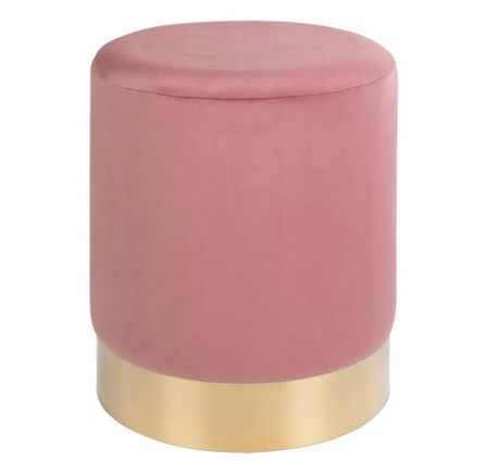 Pouf rond MYLA – Velours & base laiton