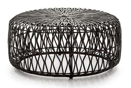 Pouf rond osier tissé brun