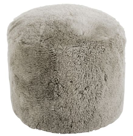 Pouf rond peau de mouton gris clair Rick D 57 cm