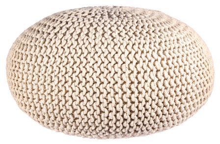 Pouf rond tressé en coton beige clair Gomia - Lot de 2