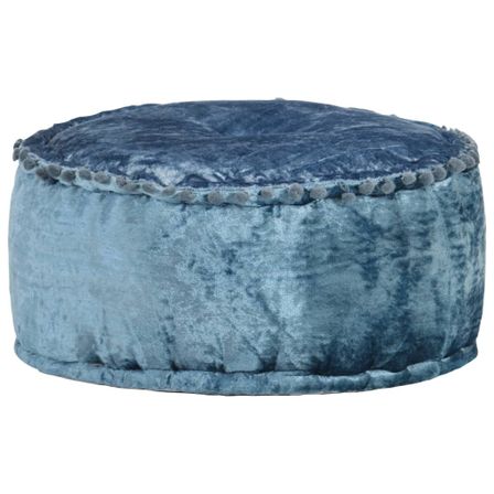 Pouf Rond Velours 40 x 20 cm Bleu