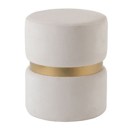 Pouf rond velours blanc et doré Narsh