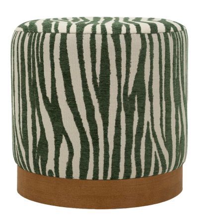 Pouf rond vert motif zébré design contemporain Sana