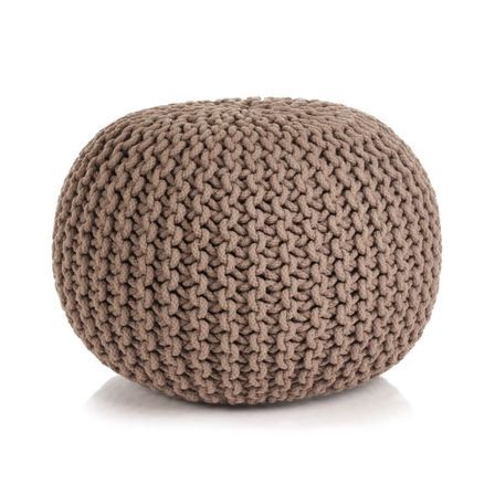 Pouf tricoté à la main Coton 50 x 35 cm Marron