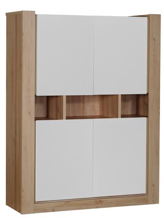 Rangement 4 portes Blanc et Chêne Kayen