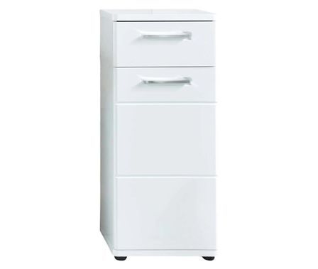 Rangement salle de bain 1 porte 1 tiroir mélaminé blanc Micko