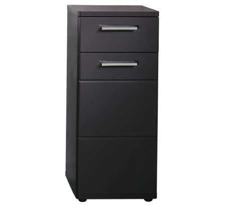 Rangement salle de bain 1 porte 1 tiroir mélaminé gris mat Micko