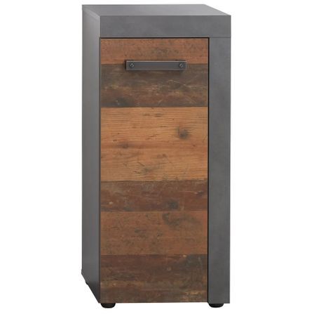 Rangement salle de bain 1 porte mélaminé anthracite et noyer Cali