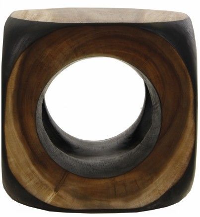 Repose pieds ethnique bois de suar massif clair et foncé Samy