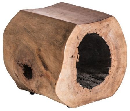 Repose pieds exotique bois tropical massif clair vieilli Aron