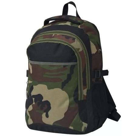 Sac à dos d'école 40 L noir et camouflage
