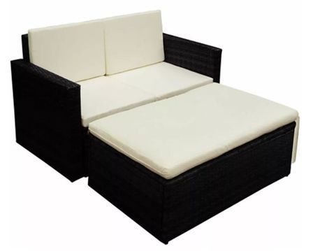 Salon de jardin 1 canapé résine tressée noir Xtep