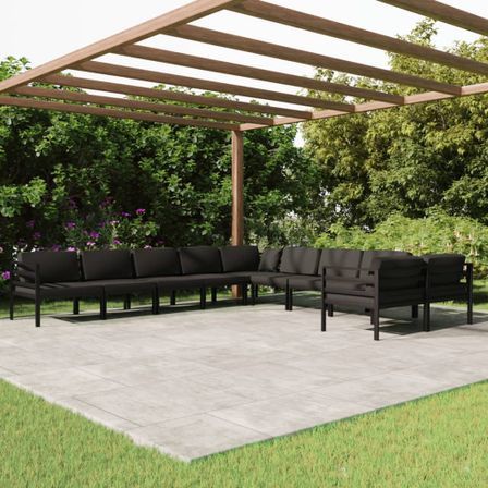 Salon de jardin 10 pcs avec coussins Aluminium Anthracite