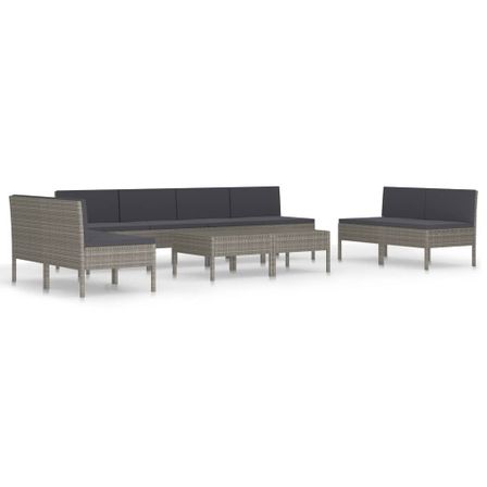 Salon de jardin 10 pcs avec coussins Résine tressée Gris 13