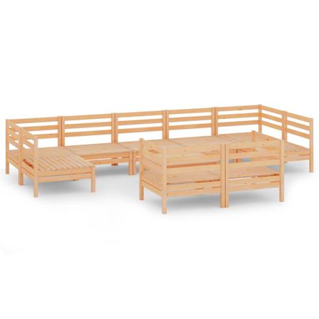 Salon de jardin 10 pcs Bois de pin massif 80