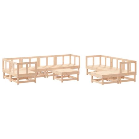 Salon de jardin 10 pcs Bois de pin massif
