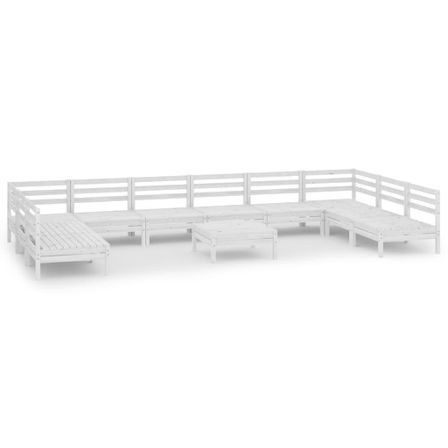 Salon de jardin 11 pcs Blanc Bois de pin massif 20