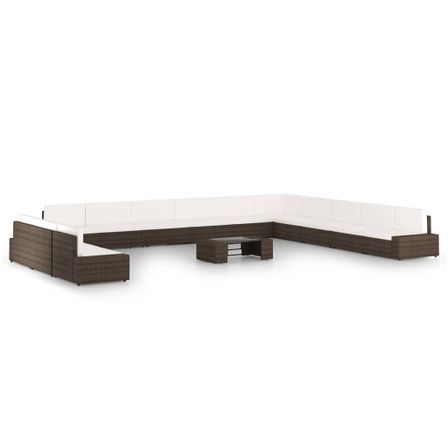 Salon de jardin 14 pcs avec coussins Marron Résine tressée 7