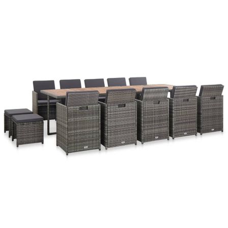 Salon de jardin 15 pcs avec coussins Résine tressée Anthracite 2