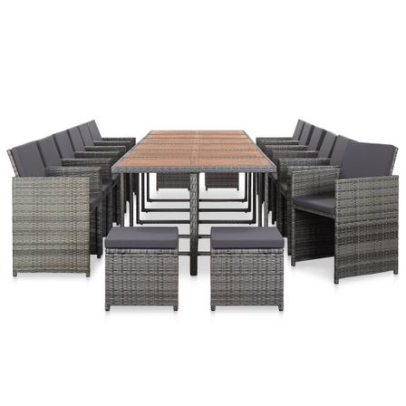 Salon de jardin 17 pcs avec coussins Résine tressée Anthracite