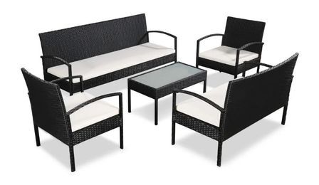 Salon de jardin 2 canapés 2 fauteuils résine tressée noir King