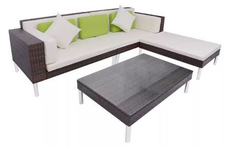 Salon de jardin 2 canapés résine tressée marron Chad