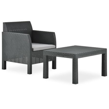 Salon de jardin 2 pcs avec coussin PP Anthracite
