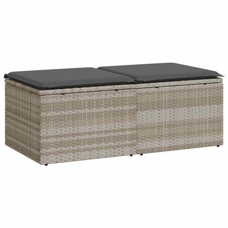 Salon de jardin 2 pcs avec coussins gris clair polyrotin acacia