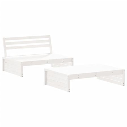 Salon de jardin 2 pcs blanc bois de pin massif