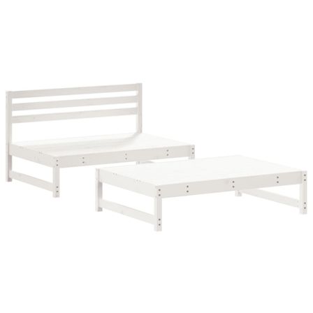 Salon de jardin 2 pcs blanc bois de pin massif