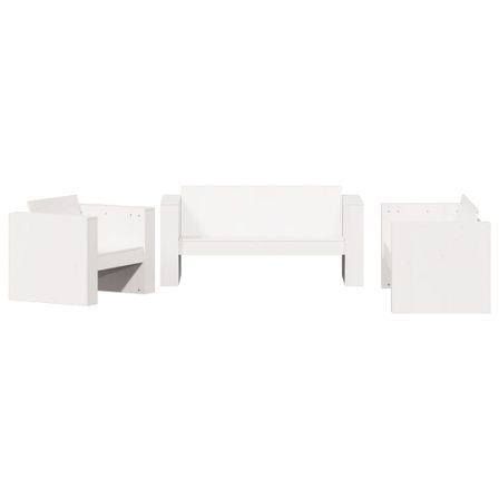 Salon de jardin 2 pcs blanc bois de pin massif
