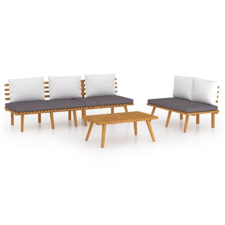 Salon de jardin 3 pcs avec coussins Bois d'acacia solide 4