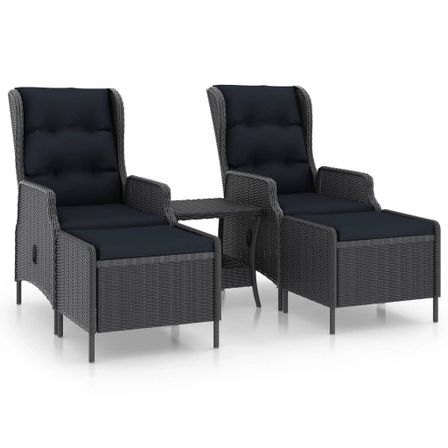 Salon de jardin 3 pcs avec coussins Résine tressée Gris foncé 5